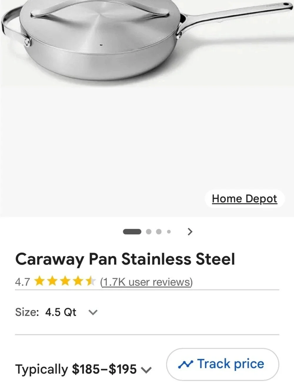 Caraway Stainless Steel Pan 4.5 Qt